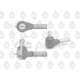 Trumpa dešinė rutulinė jungtis, sriegiuota, su veržle