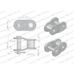 Grandinės jungtis, tiesi plokštė, p08b 1 r1 1 2