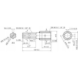 PTO reduktorius vidinis 1 1 8 z 6 išorinis 1 3 8 z