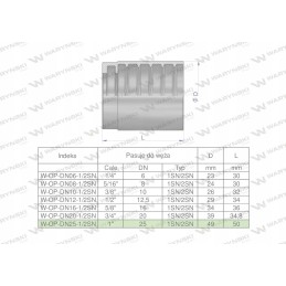 Universali įvorė žarnoms DN25 1SN 2SN