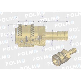Pneumatinė greita jungtis p26 nw7 2 lizdų žarnos dugnas