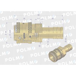 Pneumatinė greita jungtis p26 nw7 2 lizdų žarnos dugnas