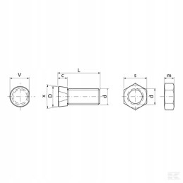 Kūgio varžtas, nuožulnus blokas, m14x34 mm, 12 klasė 9