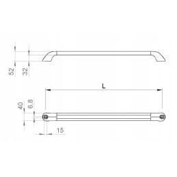 Milteliniu būdu dengto plieno rankena, l 200mm