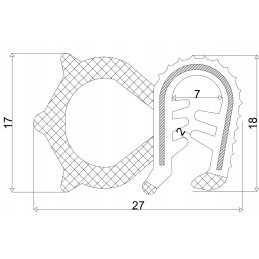 Sustiprintas sandariklis durų stiklui, kraštas 3-5 mm