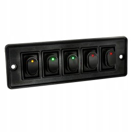 5 kartų jungiklių skydelis su LED jungikliais