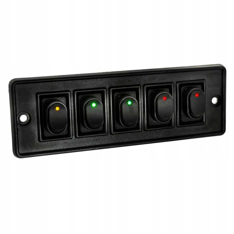 5 kartų jungiklių skydelis su LED jungikliais