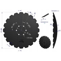 Dantytas diskas su 20 fi 460, tvirtinimas 6 120 storio