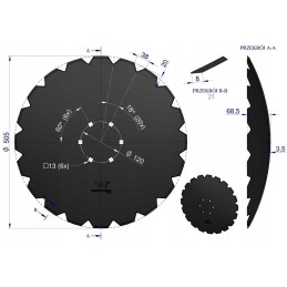 Dantytas diskas su 20 fi 510, tvirtinimas 6 120 grubus