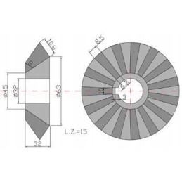 Kūginė pavara su 15 pavarų spyruokle