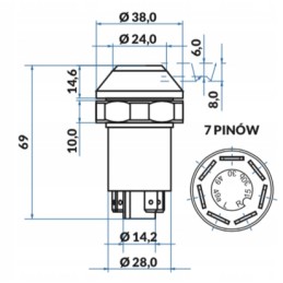 Case jcb avarinės šviesos jungiklio mygtukas