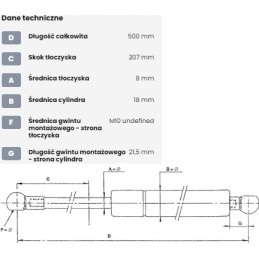 Dujinė spyruoklė l500 mm 250n stabilus ca6195yn
