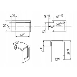 Dantų dangtelis 32x10 bagra profiliui 50x50 1417 00