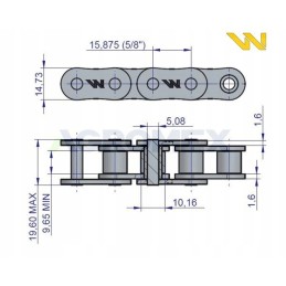 Ritininė grandinė 10b1 56 jungtys 889mm Bison Warynski