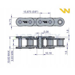 Ritininė grandinė 10b1 56 jungtys 889mm Bison Warynski