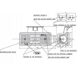 LED markerinė lempa, dešinė, stačiakampė, 24v, oranžinė