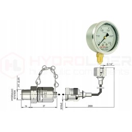 NPTF kabelis 1 4 slėgio matavimas, 250bar manometras