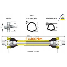 Kardaninis velenas 510 720mm 400nm Aksan