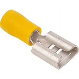 Kabelio galas yra plokščias geltonas dangtelis