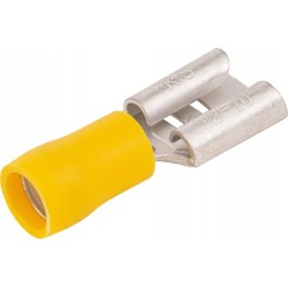 Kabelio galas yra plokščias geltonas dangtelis