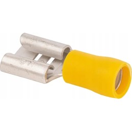 Kabelio galas yra plokščias geltonas dangtelis