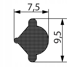 Lango sandariklis, guminis profilis 7 5x9 5mm 5m