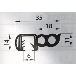 Sustiprintas guminis tarpiklis traktoriaus lango kraštui