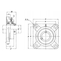 Guolis su kvadratiniu korpusu sukomplektuotas ucf212gp g