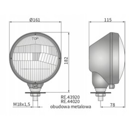 Kairysis priekinis žibintas r2 ursus wesem re 44000 161mm