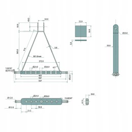 Pusinės sijos kablys stačiu kampu 1, plotis 537 mm