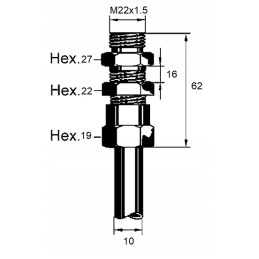 Tiesi jungtis, pertvaros sriegis M22x1 5