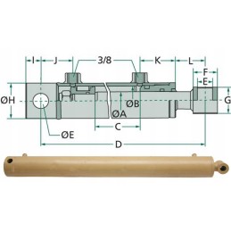 Dvipusis hidraulinis cilindras 35 60 300 granitas