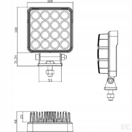 Kvadratinė LED darbo lempa 25w 3040 lm 10 30v