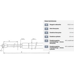 Dujinė spyruoklė L500 5 mm 2100N stabilus CA085529
