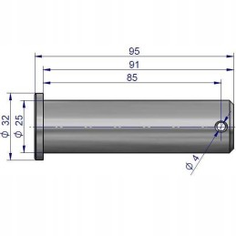 Viršutinė LP pakabos tvirtinimo kaištis, skersmuo 25mm, su kol