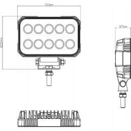 LED darbo lempa stačiakampė 15w 1900 lm 10 30v