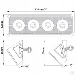 Stačiakampė LED darbo lempa 24w 2800lm 9 36v