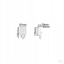 Stačiakampė LED darbo lempa 13w 1600lm 12 36v