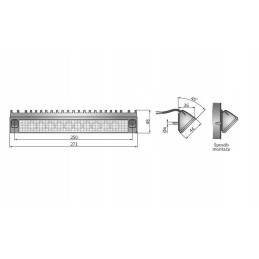 LED darbo lempa, juodas korpusas, 268x44, 1400lm 12