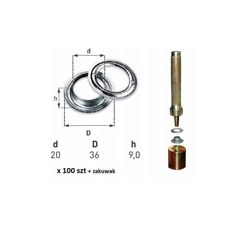 100 vnt ąselių fi20 gofruotam brezentui