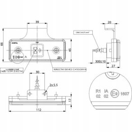 LED galinis gabaritinis žibintas su laikikliu 12 24v