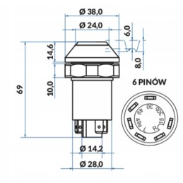 Avarinės šviesos jungiklio mygtukas jcb 70131500