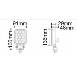 LED darbo lempa stačiakampė 13w 1600lm 12 36v su