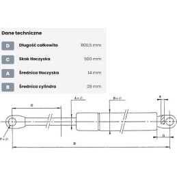 Dujinė spyruoklė L1100 5 mm 1900N stabilus CA095788