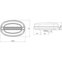 LED priekinis žibintas, ovalus, 12 24v 136 4x9