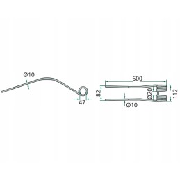 Grėblys 10x112x600mm