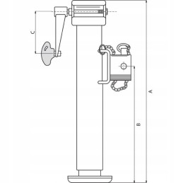 Atraminė pėda 1 3t 57mm vertikali alkūninė priekaba