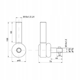 Strypo galas, kairioji jungtis su veržle 953519 c