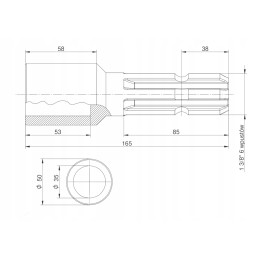 Sumažinimo kardaninio veleno adapterio vidinė anga q 35 mm iki w