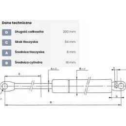 Dujinė spyruoklė l200 mm 175n stabilus ca396796